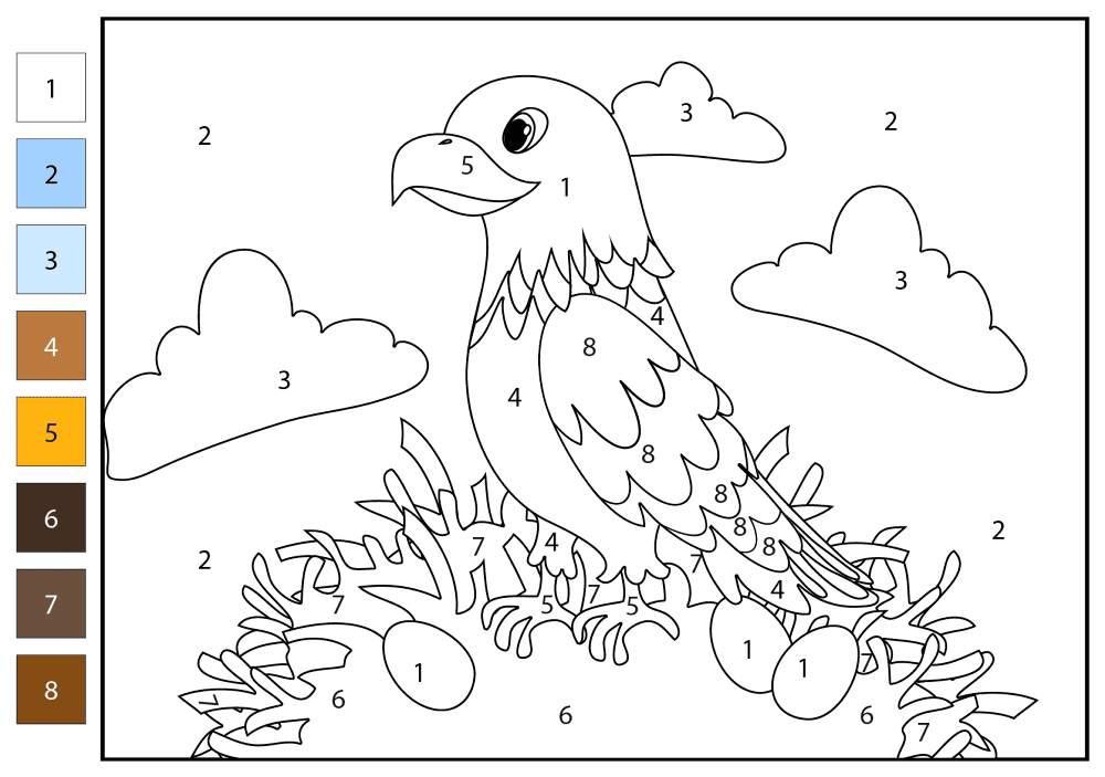Hawk Color By Number Coloring Page Md Coloring Page — Free Printable — free printable coloring page